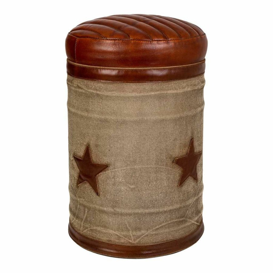 Taburet Alexandra House Living Kanvas Lder Jern 30 x 45 x 30 cm #1