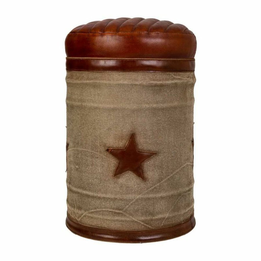 Taburet Alexandra House Living Kanvas Lder Jern 30 x 45 x 30 cm #6