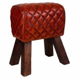 Taburet Alexandra House Living Brun Lder Mangotr 51 x 30 x 41 cm #1