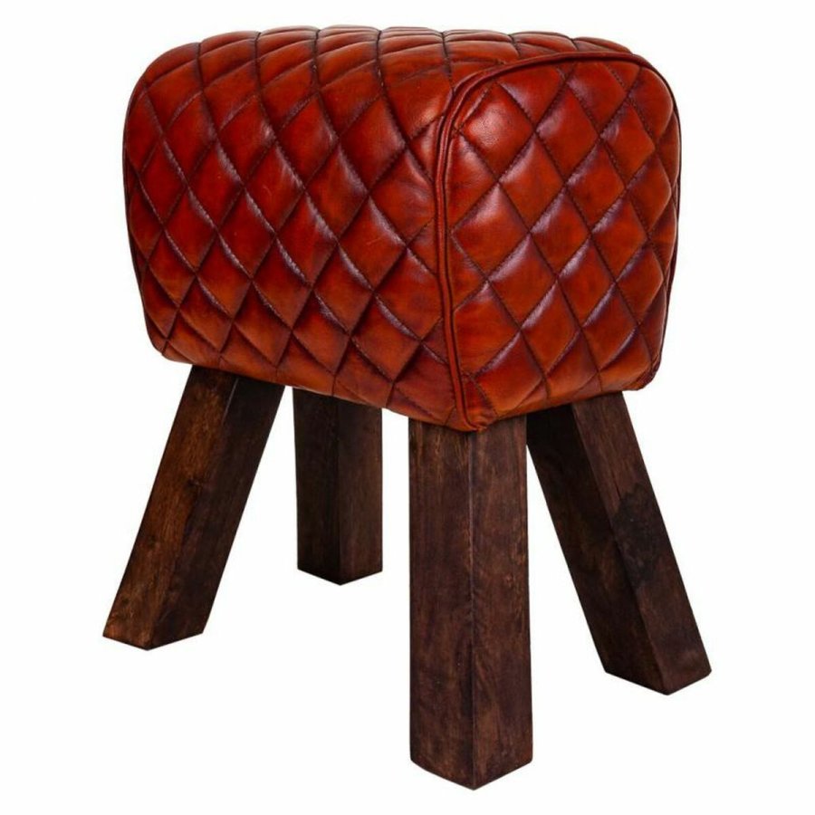 Taburet Alexandra House Living Brun Lder Mangotr 51 x 30 x 41 cm #16