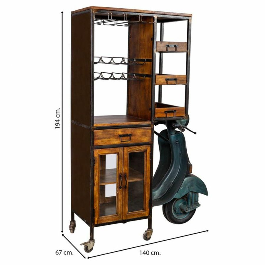 Hylder Alexandra House Living Metal Mangotr 67 x 194 x 140 cm Flaskereol Motorcykel #3