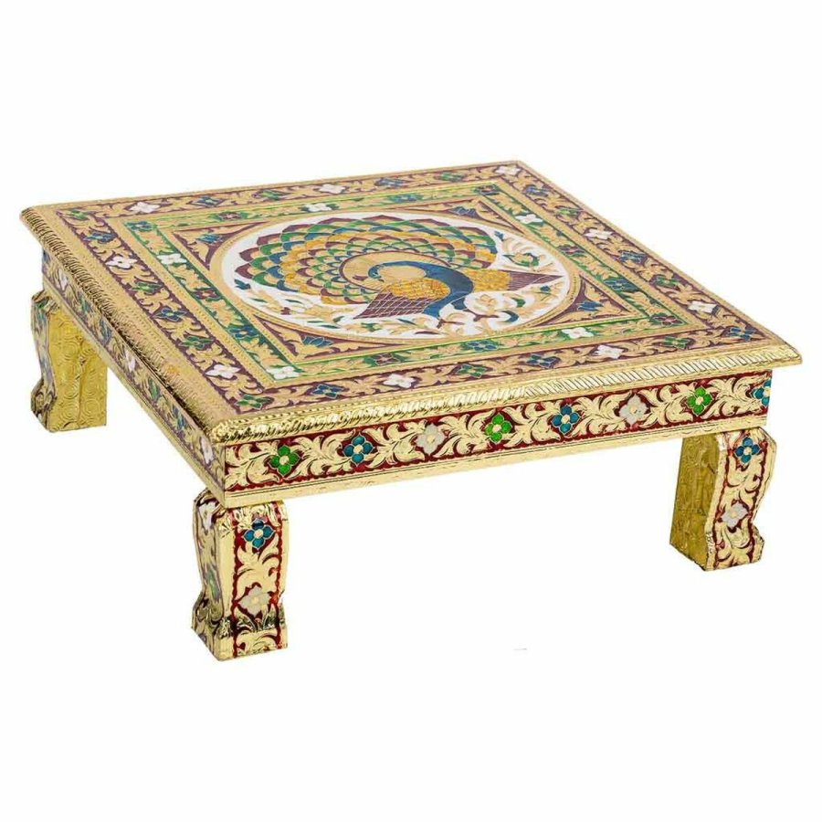 Sofabord Alexandra House Living Gylden Aluminium Tr MDF 38 x 14 x 38 cm #1