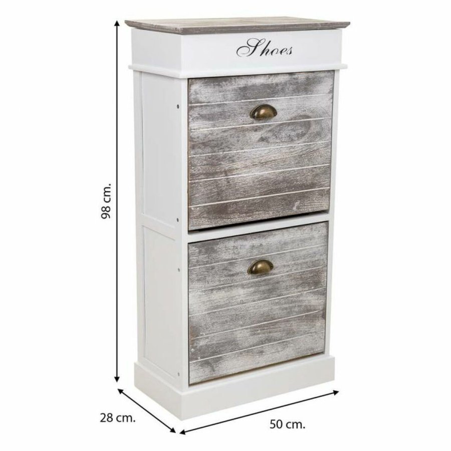 Skostativ Alexandra House Living Hvid 28 x 98 x 50 cm 2 skuffer #19