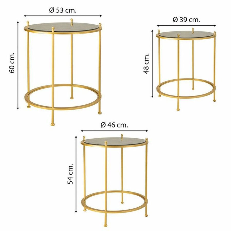St med 3 borde Alexandra House Living Guld 53 x 60 x 53 cm #5