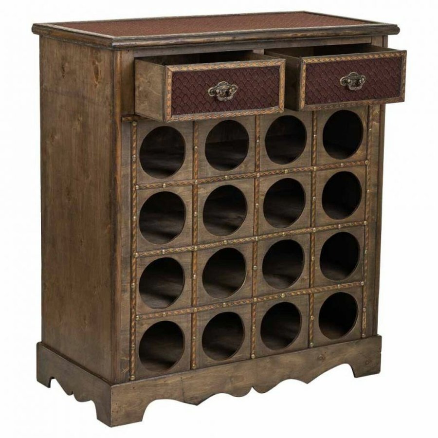 Flaskereol Alexandra House Living Brun Tr Metal 31 x 69 x 63 cm Mbler 2 skuffer 16 flasker #5