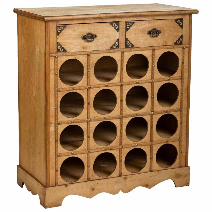 Flaskereol Alexandra House Living Brun Tr Metal 31 x 69 x 63 cm Mbler 2 skuffer 16 flasker #1