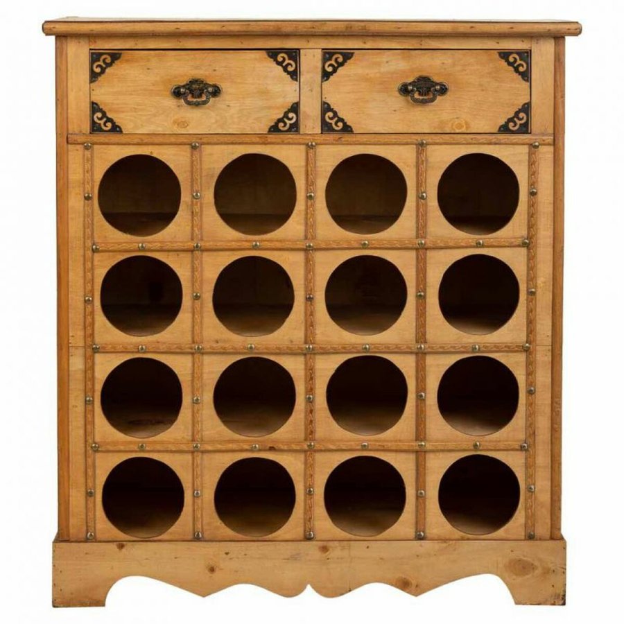 Flaskereol Alexandra House Living Brun Tr Metal 31 x 69 x 63 cm Mbler 2 skuffer 16 flasker #9