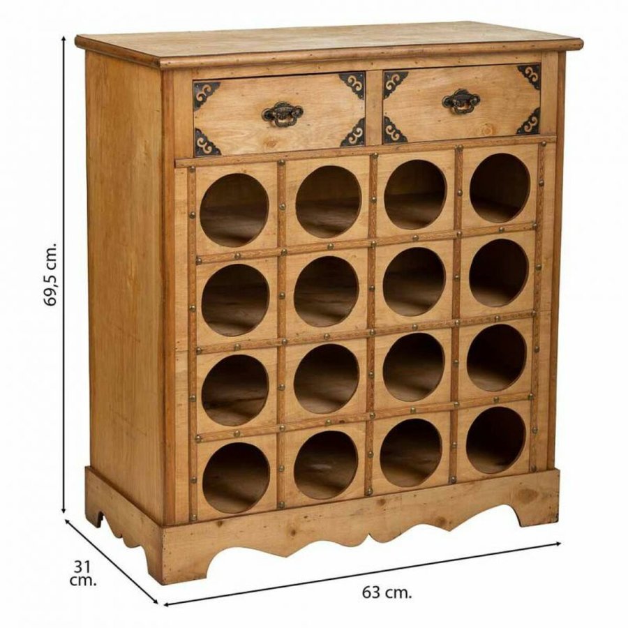 Flaskereol Alexandra House Living Brun Tr Metal 31 x 69 x 63 cm Mbler 2 skuffer 16 flasker #13