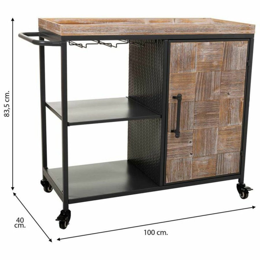 Flaskereol Alexandra House Living Brun Jern Gran 40 x 83 x 100 cm Med hjul #21