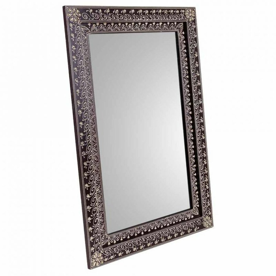 Vgspejl Alexandra House Living Hvid Brun 1 x 62 x 42 cm Rektangulr #19