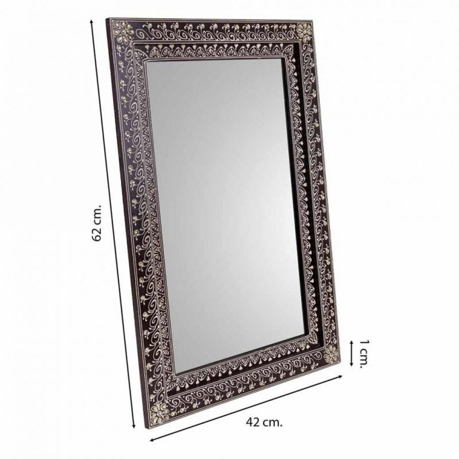 Vgspejl Alexandra House Living Hvid Brun 1 x 62 x 42 cm Rektangulr #25