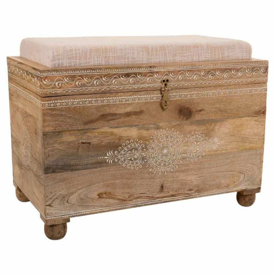 Stol Alexandra House Living Hvid Natur Mangotr Tr MDF 40 x 47 x 72 cm #1