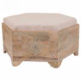 Stol Alexandra House Living Hvid Natur Mangotr Tr MDF 60 x 29 x 70 cm #1