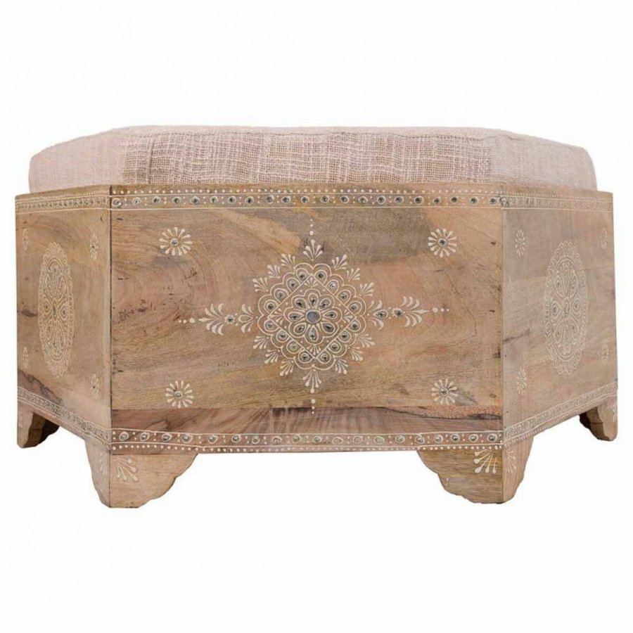 Stol Alexandra House Living Hvid Natur Mangotr Tr MDF 60 x 29 x 70 cm #31