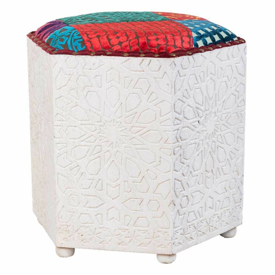 Taburet Alexandra House Living Hvid Mangotr 46 x 41 x 46 cm #1