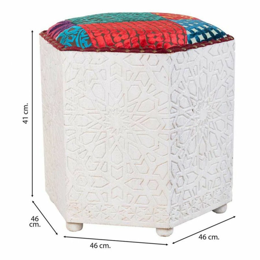 Taburet Alexandra House Living Hvid Mangotr 46 x 41 x 46 cm #15