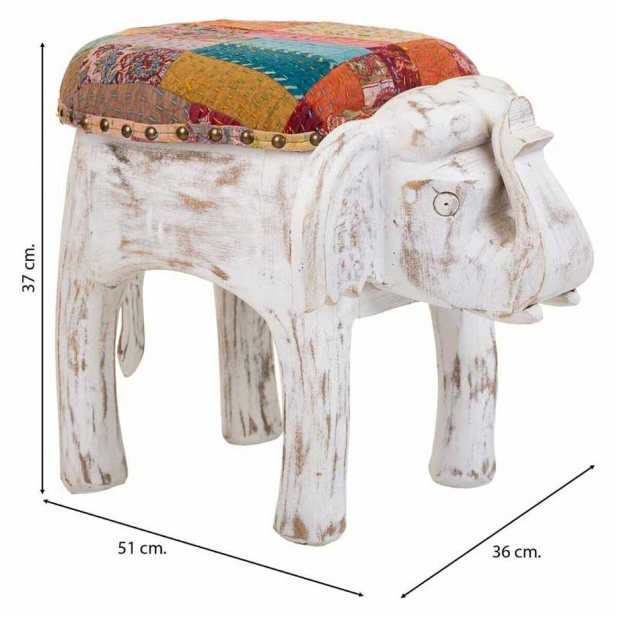 Taburet Alexandra House Living Hvid Mangotr Materiale 51 x 37 x 36 cm Elefant #22