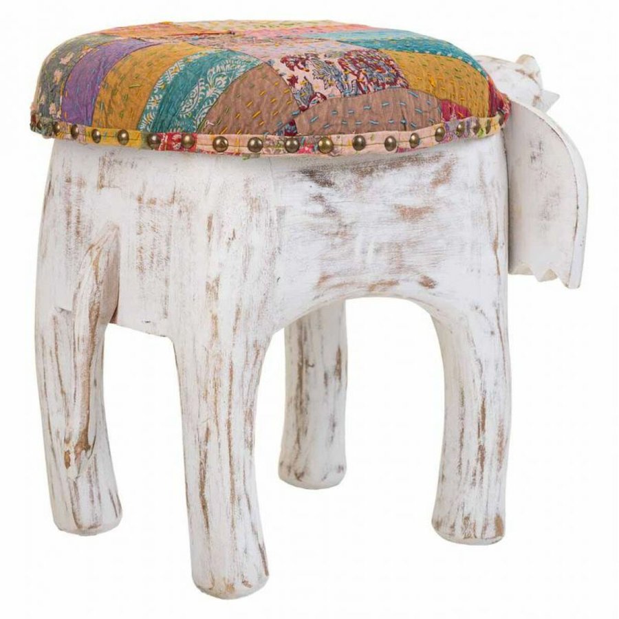 Taburet Alexandra House Living Hvid Mangotr Materiale 51 x 37 x 36 cm Elefant #29