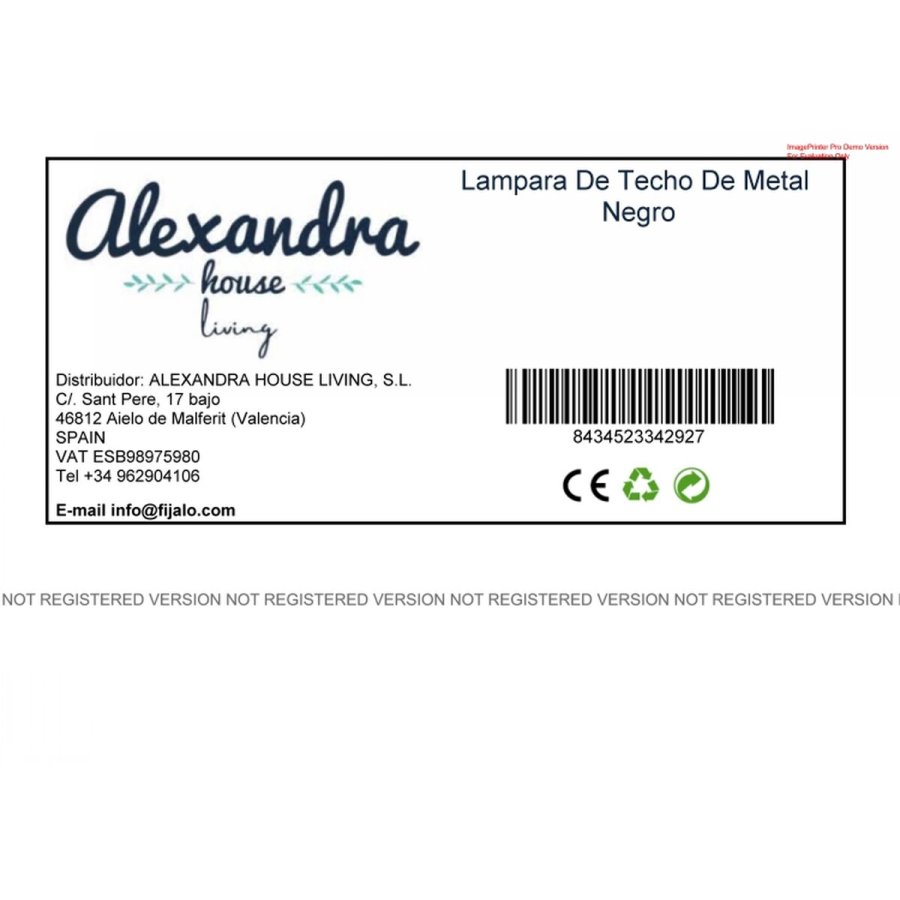 Loftslampe Alexandra House Living Sort #2
