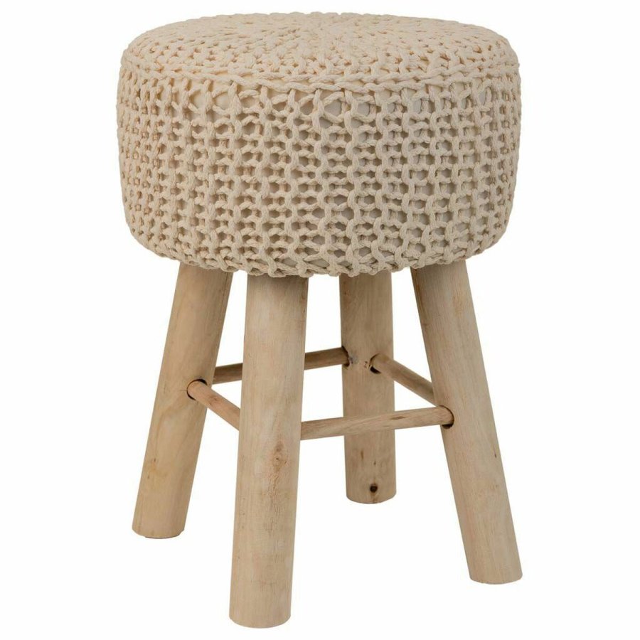Taburet Alexandra House Living Fldefarvet Bambus Fyrretr Svamp Tr MDF 32 x 44 x 32 cm #1