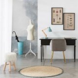 Taburet Alexandra House Living Hvid plys Bambus Fyrretr Svamp Tr MDF 32 x 44 x 32 cm #15