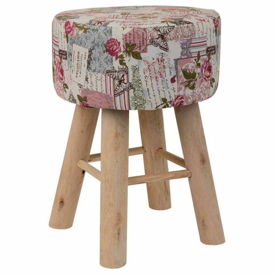 Taburet Alexandra House Living Pink Bambus Fyrretr Svamp Tr MDF 32 x 44 x 32 cm #1