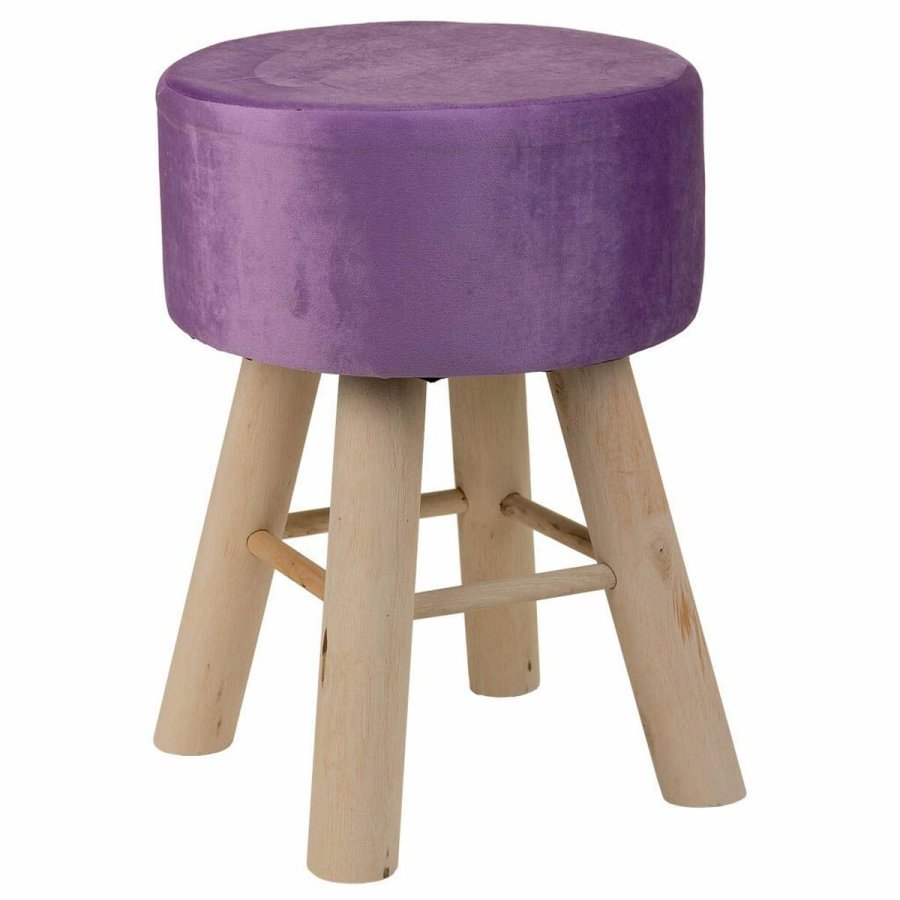 Taburet Alexandra House Living Lilla Fljl Bambus Fyrretr Svamp Tr MDF 32 x 44 x 32 cm #1
