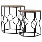 St med 2 borde Alexandra House Living Brun Sort Jern Tr MDF 39 x 57 x 39 cm #1