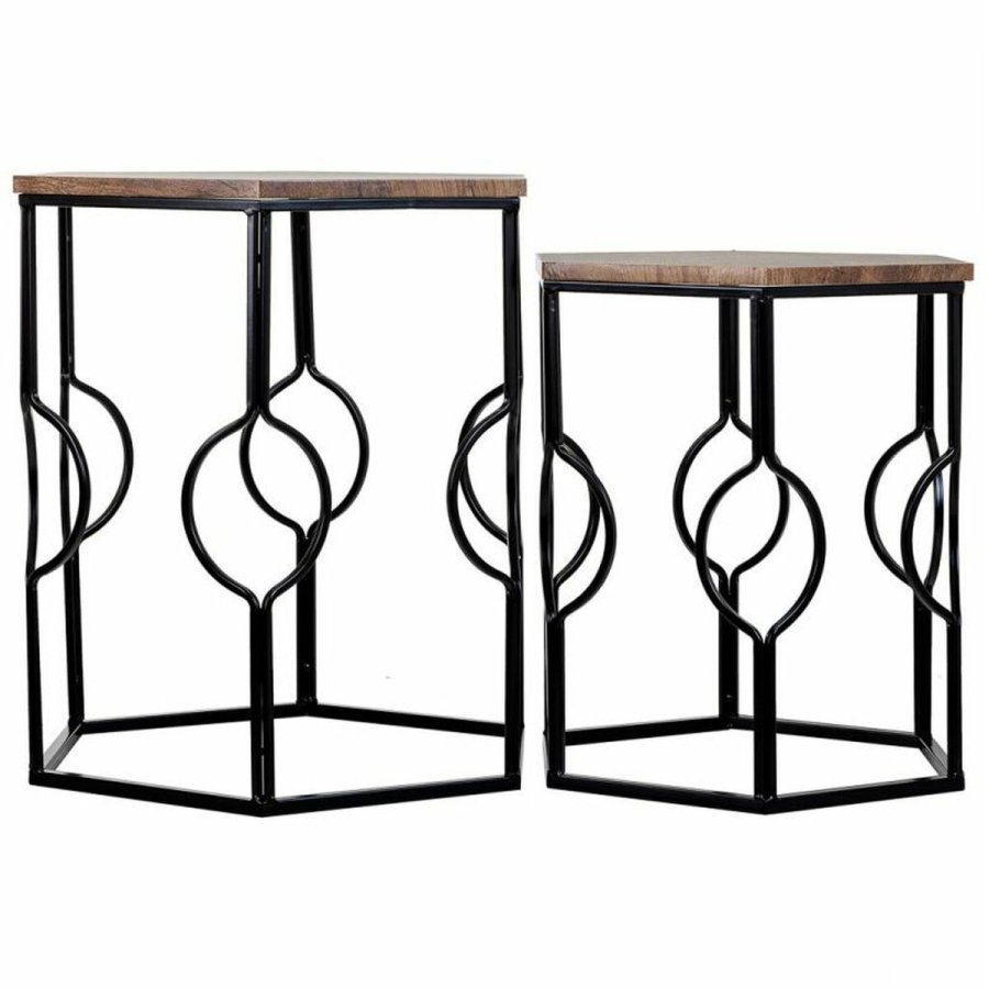 St med 2 borde Alexandra House Living Brun Sort Jern Tr MDF 39 x 57 x 39 cm #2