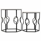 St med 2 borde Alexandra House Living Hvid Jern Tr MDF 39 x 57 x 39 cm #2