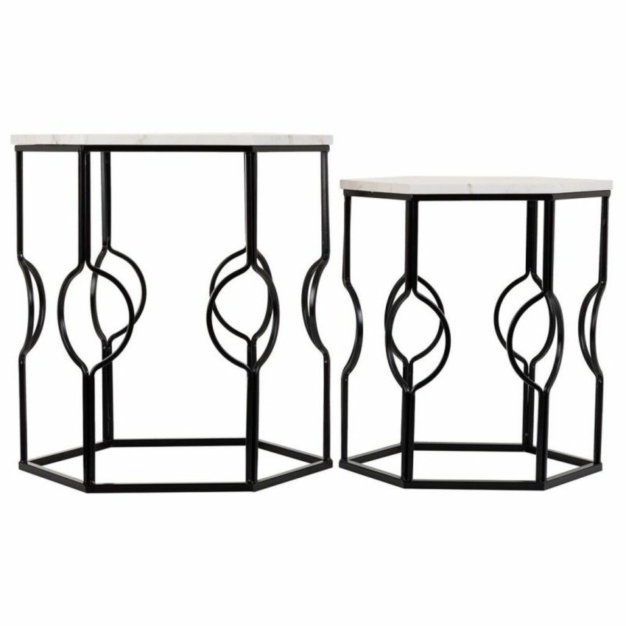 St med 2 borde Alexandra House Living Hvid Jern Tr MDF 39 x 57 x 39 cm #2