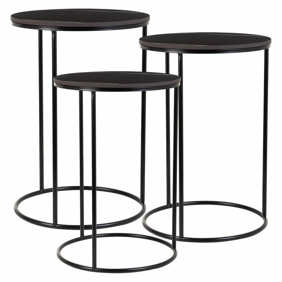 St med 2 borde Alexandra House Living Sort Jern Tr MDF 39 x 57 x 39 cm #1