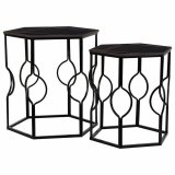 St med 2 borde Alexandra House Living Sort Jern Tr MDF 39 x 57 x 39 cm #1