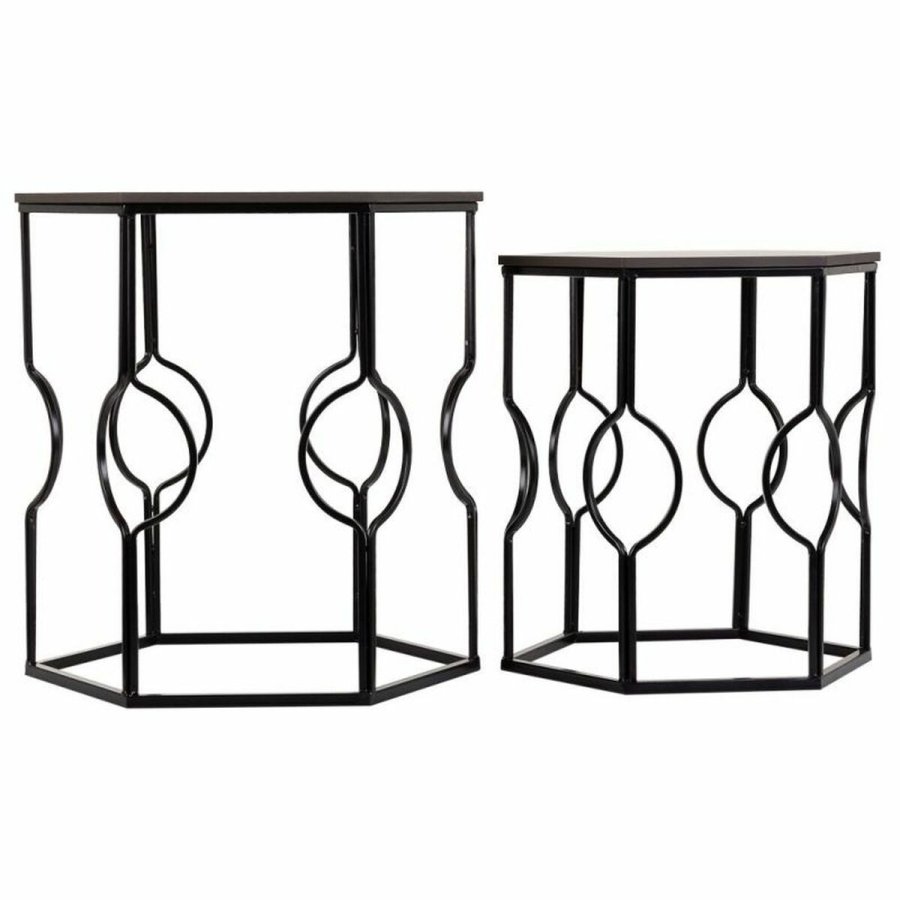 St med 2 borde Alexandra House Living Sort Jern Tr MDF 39 x 57 x 39 cm #2