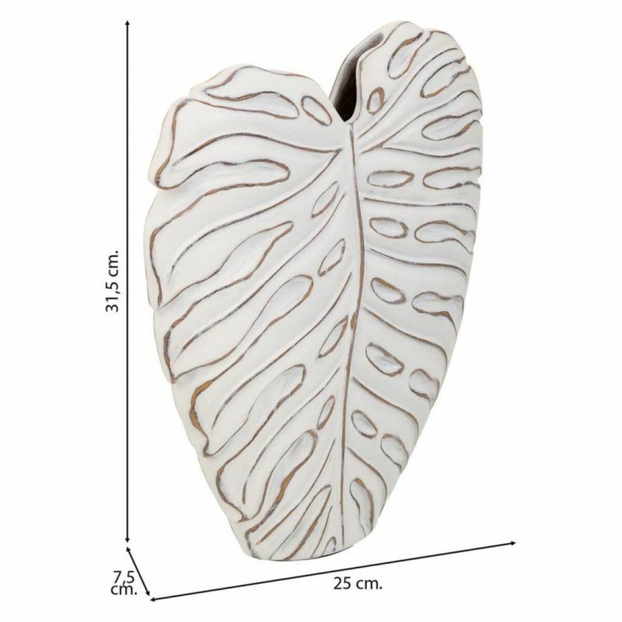 Vase Alexandra House Living Hvid Polyesterharpisk 7 x 31 x 25 cm #3