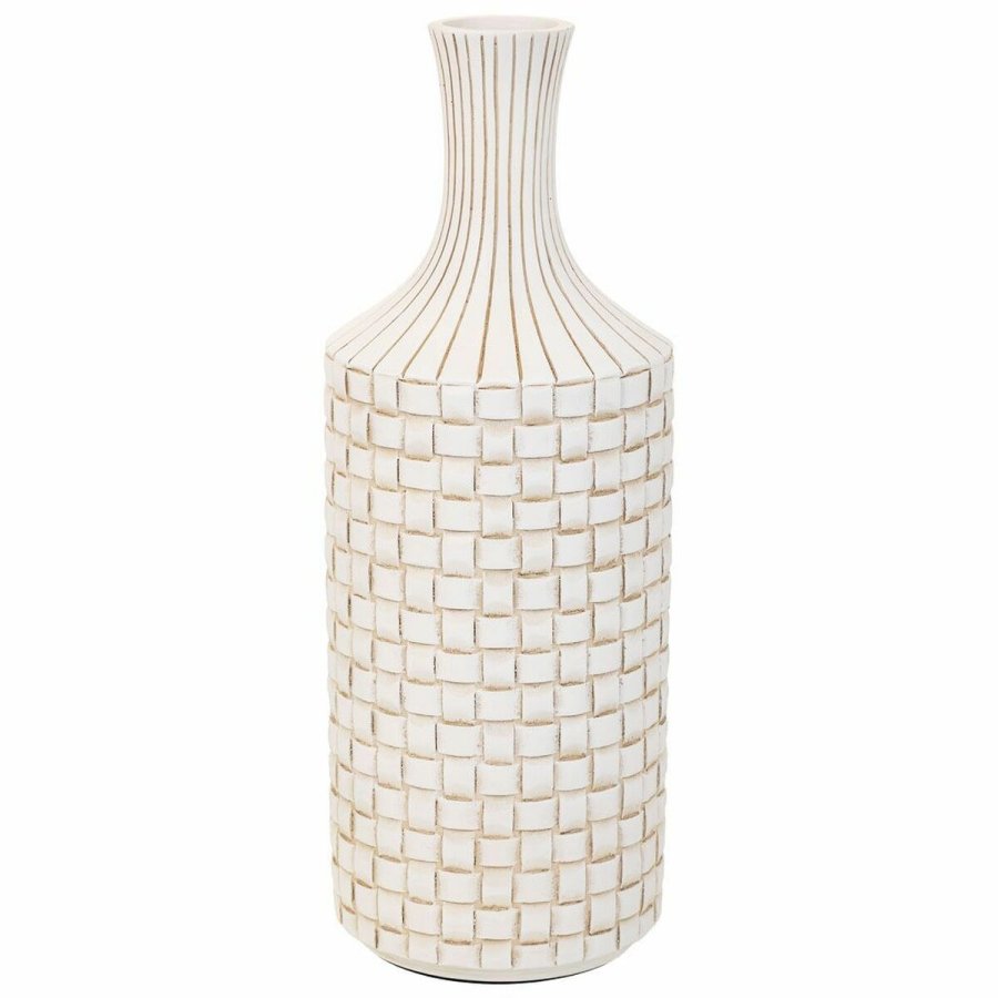 Vase Alexandra House Living Hvid Polyesterharpisk 14 x 39 x 14 cm #1