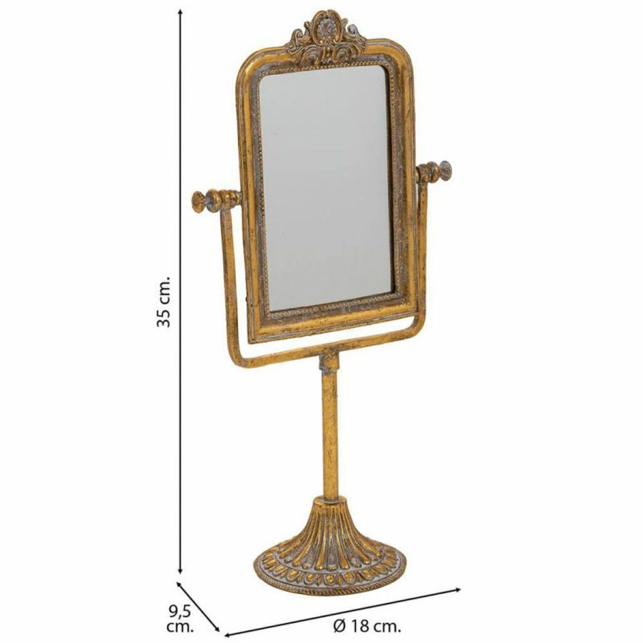 Spejl med Montagebjler Alexandra House Living Guld Harpiks 9 x 35 x 18 cm #15