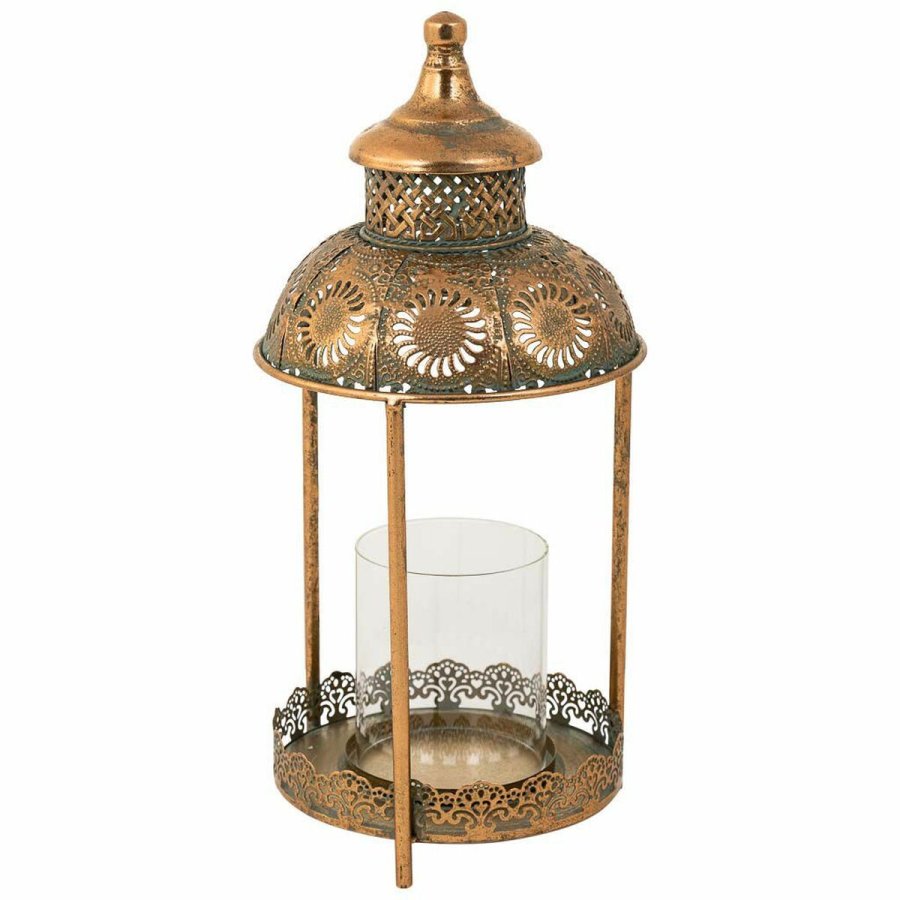 Lyseholder Alexandra House Living Guld Glas Jern 19 x 42 x 19 cm #1