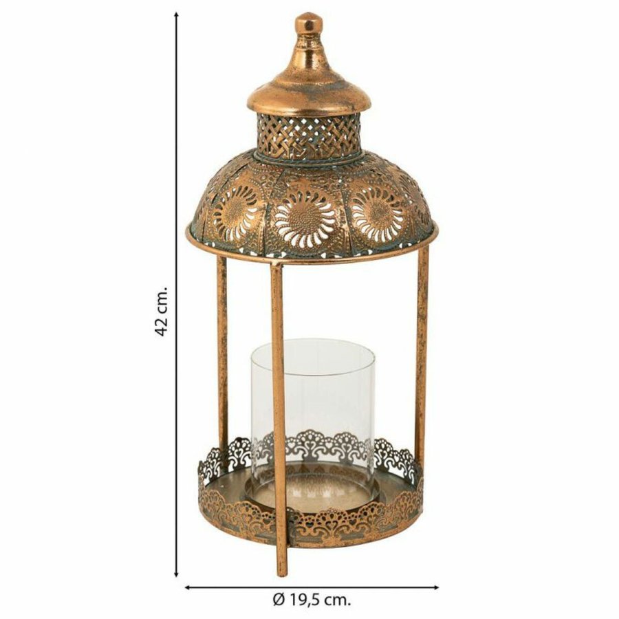 Lyseholder Alexandra House Living Guld Glas Jern 19 x 42 x 19 cm #4