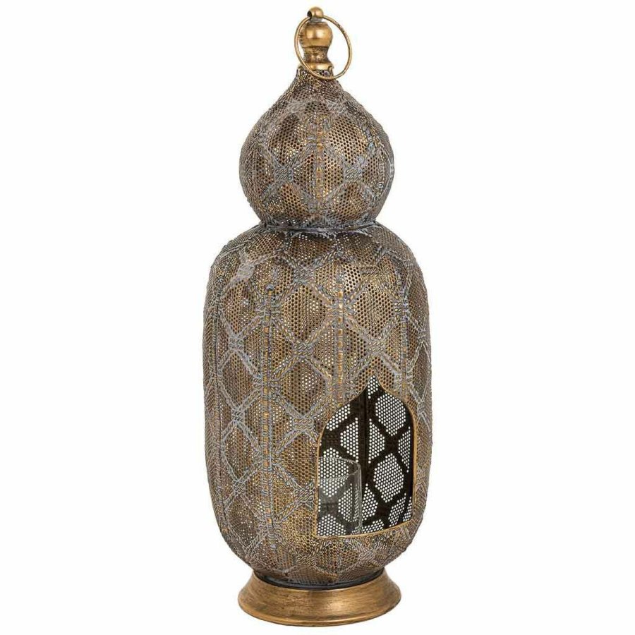 Lyseholder Alexandra House Living Guld Glas Jern 21 x 55 x 21 cm #1