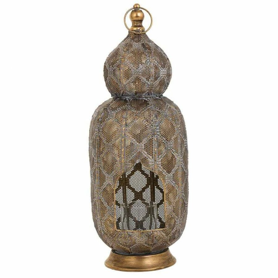 Lyseholder Alexandra House Living Guld Glas Jern 21 x 55 x 21 cm #3