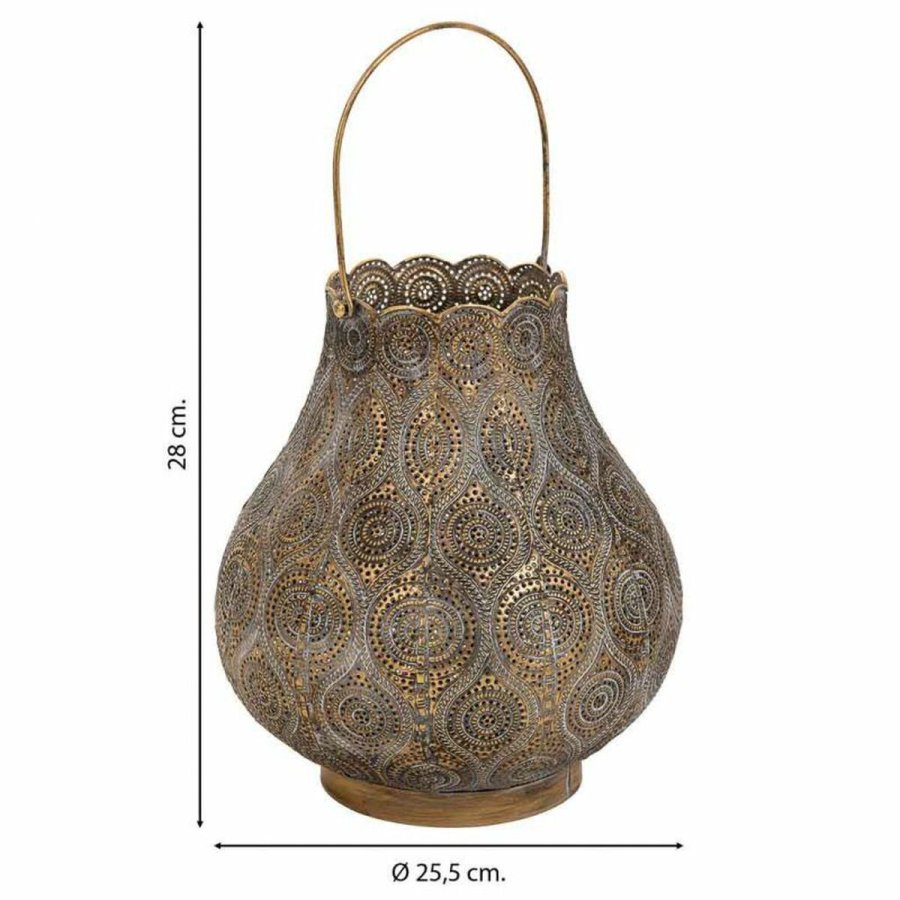 Lyseholder Alexandra House Living Guld Glas Jern 25 x 28 x 25 cm #4