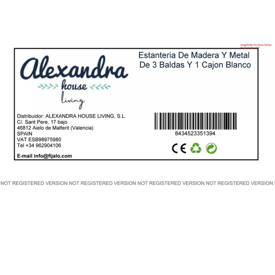 Hylder Alexandra House Living Hvid Metal Tr MDF 31 x 172 x 41 cm #2