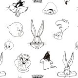 Nordisk cover Looney Tunes Looney B&W Hvid black 140 x 200 cm #7