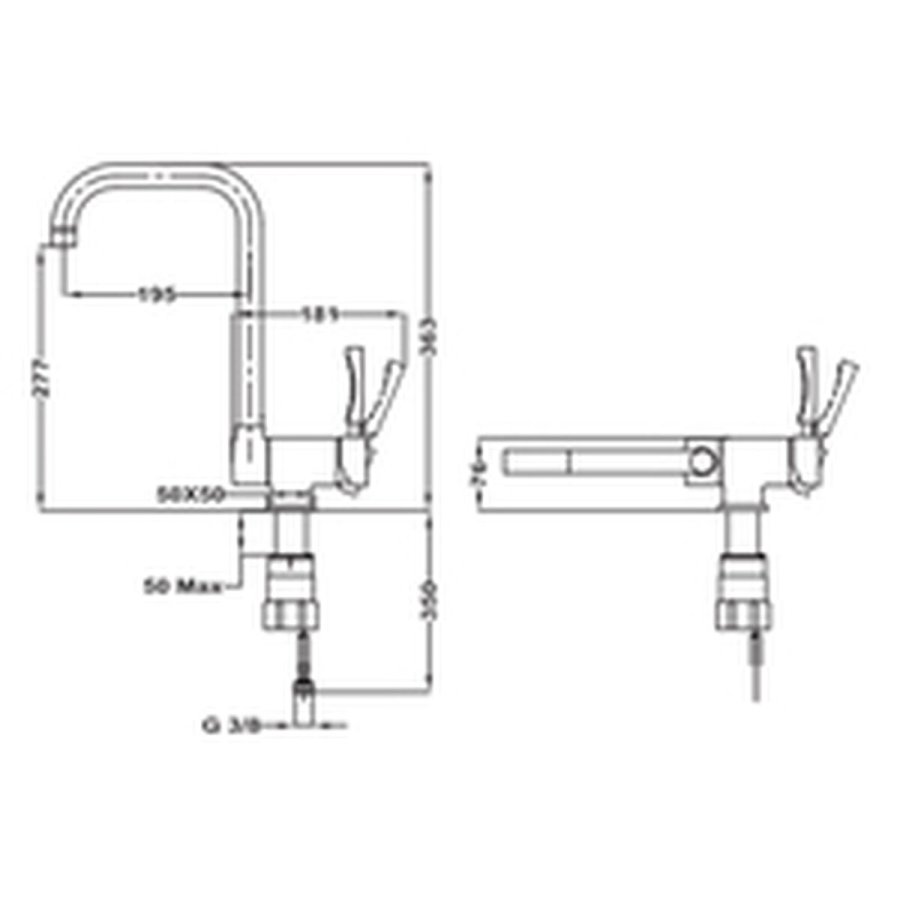 Hane med blandingsbatteri Teka MTP984 Krom Rustfrit stl #3
