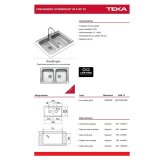 Vask med to rum Teka STARBRIGHT 80 E-XP 2C #13