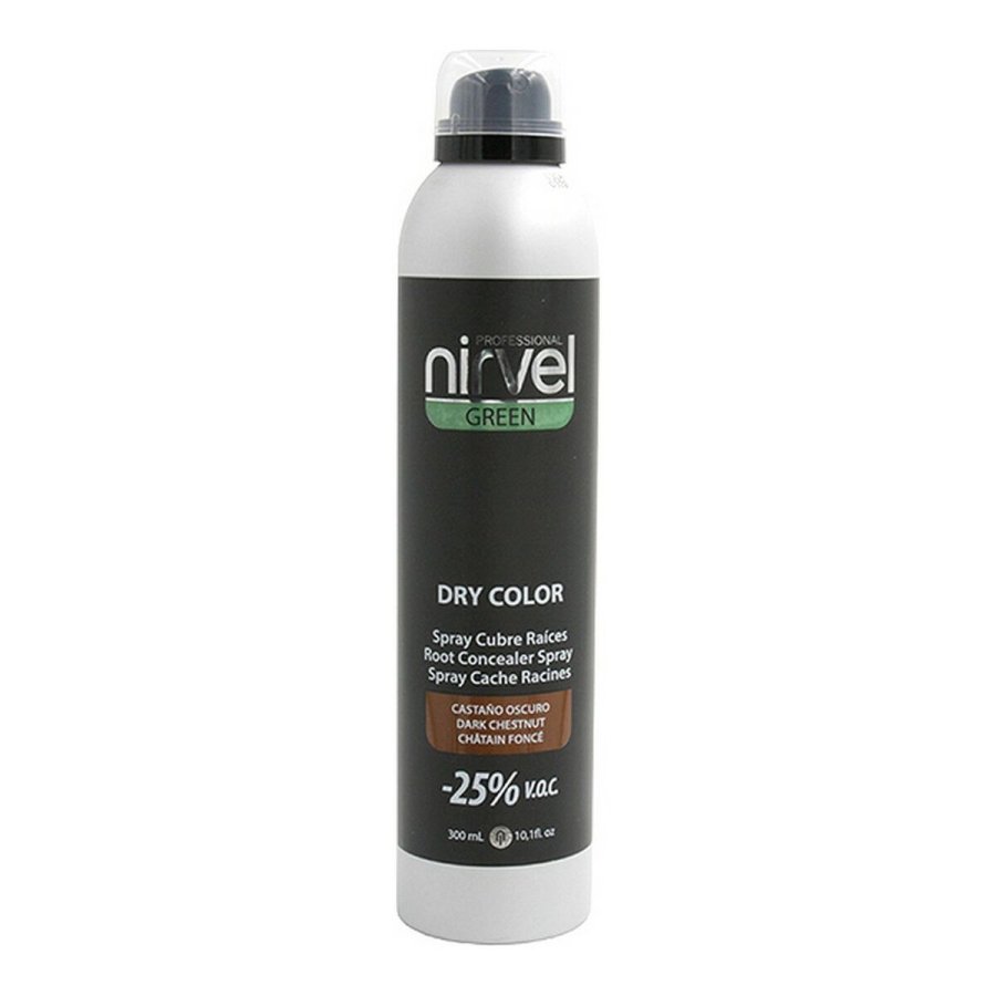 Cover Up Spray til grt hr Green Dry Color Nirvel 8435054666384 Mrk Kastanje (300 ml) #1