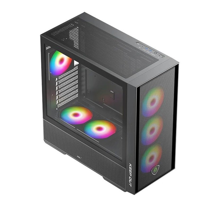 ATX Semi-t�rn kasse KEEP OUT KO XC-805 MESH ARGB USB3 Sort #2