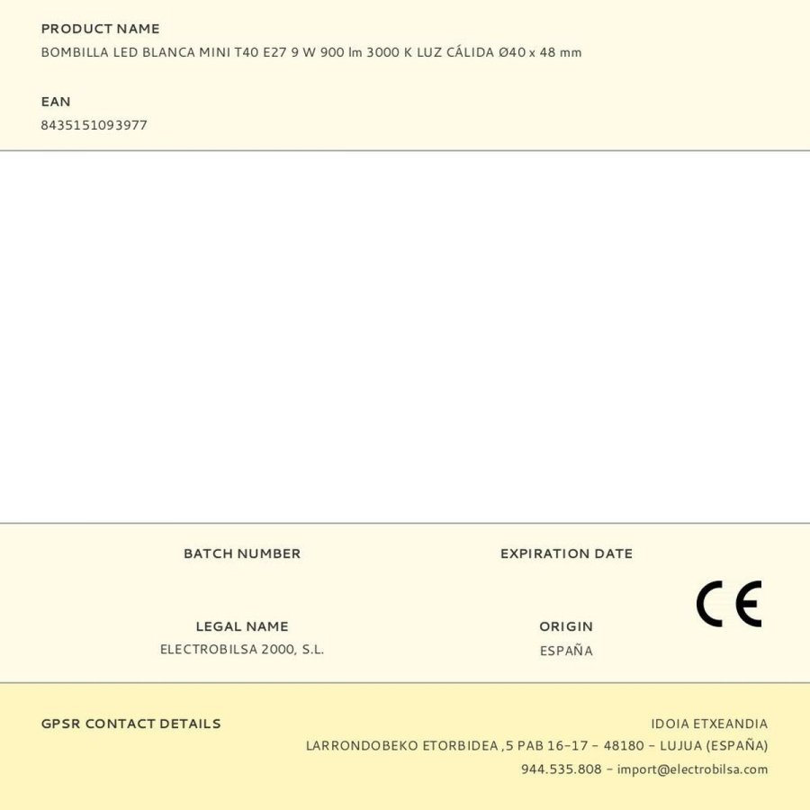 LED-lampe Fbright mini t40 F E27 900 Lm � 4 x 4,8 cm Hvid Varmt lys 9 W (3000 K) #3