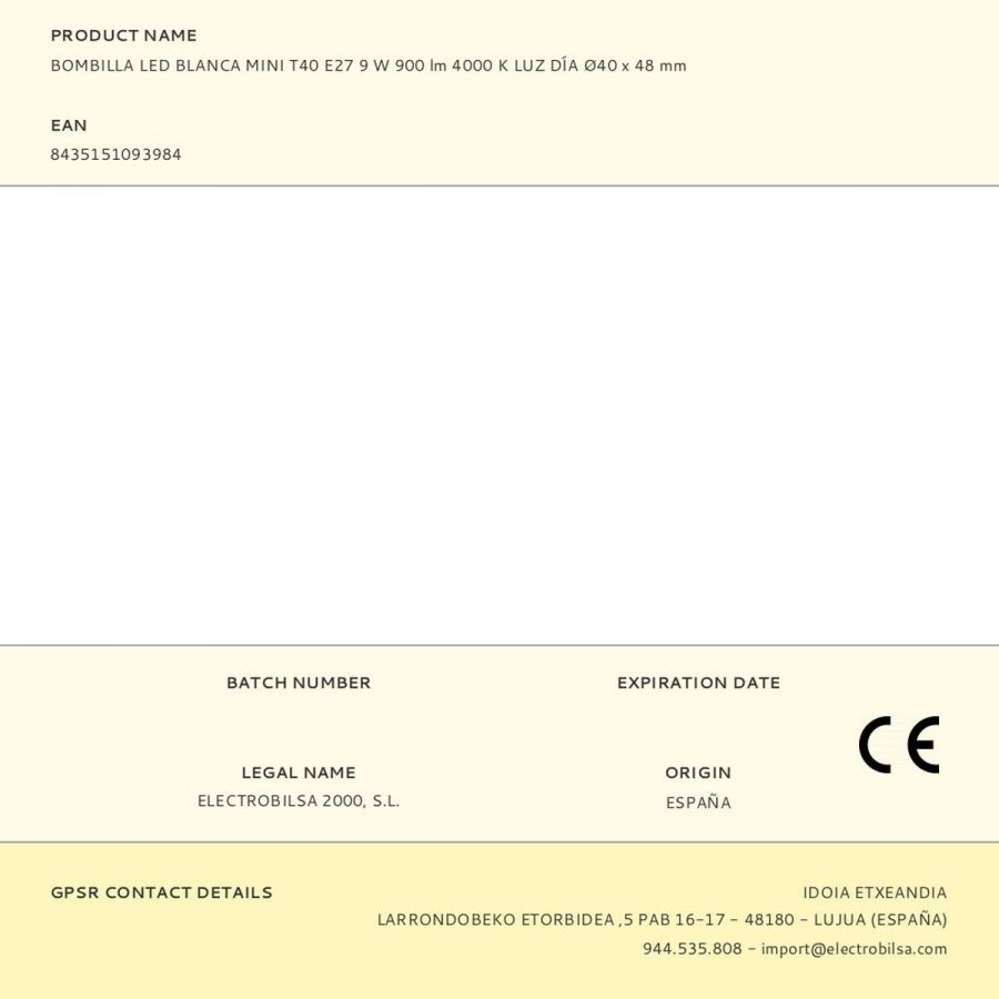 LED-lampe Fbright mini t40 F E27 900 Lm � 4 x 4,8 cm Hvid 9 W (4000 K) #3